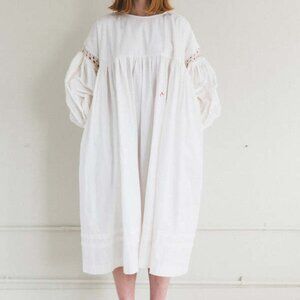 Story MFG. Mon Dress in Ecru Top Stitch